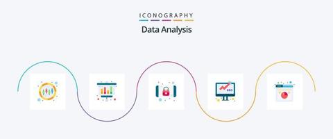 Data Analysis Flat 5 Icon Pack Including database. seo. internet. report. data vector