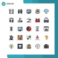 conjunto de 25 iconos modernos de la interfaz de usuario signos de símbolos para la protección del monitor de la nube wifi manos préstamos hipotecarios elementos de diseño vectorial editables vector