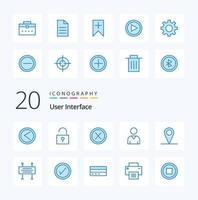 20 User Interface Blue Color icon Pack like interface location cross user avatar vector