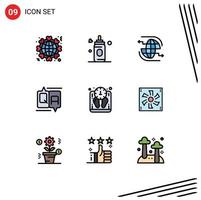 conjunto de 9 iconos de interfaz de usuario modernos símbolos signos para la educación dietética conectar flecha de comentario elementos de diseño vectorial editables vector