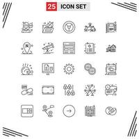 Group of 25 Lines Signs and Symbols for pen note nature moleskin blast Editable Vector Design Elements