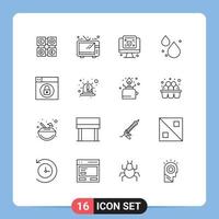 16 User Interface Outline Pack of modern Signs and Symbols of alert design online web droop Editable Vector Design Elements