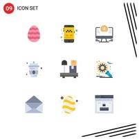 Set of 9 Modern UI Icons Symbols Signs for package water computer sparkling water drink Editable Vector Design Elements