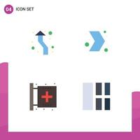 4 Thematic Vector Flat Icons and Editable Symbols of arrow center direction direction fitness Editable Vector Design Elements