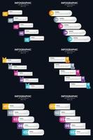 plantilla de diapositiva de presentación del paquete de infografías vectoriales 6 diagramas de ciclo de 5 pasos y líneas de tiempo vector