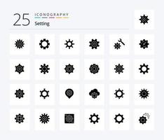 Setting 25 Solid Glyph icon pack including general. cogs. wrench. setting. timer vector