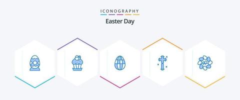 Easter 25 Blue icon pack including decoration. cross. easter. christian. vector