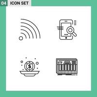 4 Thematic Vector Filledline Flat Colors and Editable Symbols of feed investment search seo coins Editable Vector Design Elements