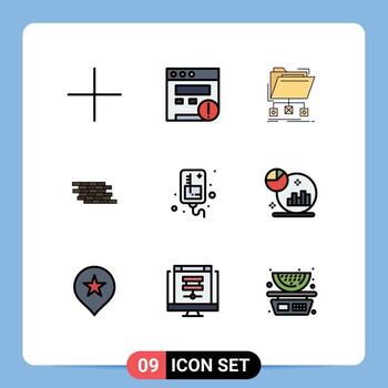 Editable Vector Line Pack of 9 Simple Filledline Flat Colors of infusion bricks files brick security Editable Vector Design Elements