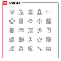 paquete de iconos de vector de stock de 25 signos y símbolos de línea para elementos de diseño de vector editable de trabajador constructor usa labor man moon