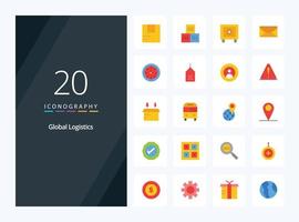 20 Global Logistics Flat Color icon for presentation vector