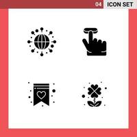 Thematic Vector Solid Glyphs and Editable Symbols of global clover click favorite leaf Editable Vector Design Elements