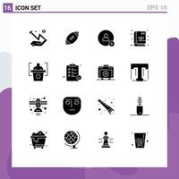 Pack of 16 creative Solid Glyphs of speech education rugby plant book Editable Vector Design Elements