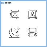 Set of 4 Modern UI Icons Symbols Signs for email stars user profile image document Editable Vector Design Elements