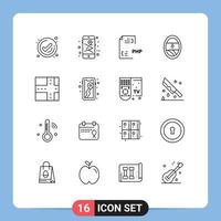 16 Creative Icons Modern Signs and Symbols of mobile window coding porthole file Editable Vector Design Elements