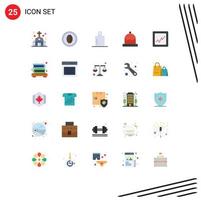 Mobile Interface Flat Color Set of 25 Pictograms of bookcase analytics grain winter clothing Editable Vector Design Elements