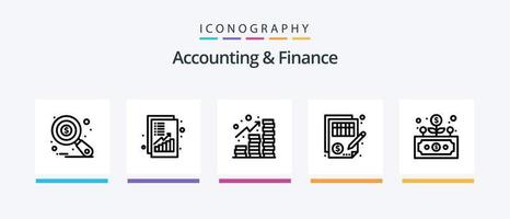 paquete de iconos de línea 5 de contabilidad y finanzas que incluye gráfico. kpi. dinero. tablero. diploma. diseño de iconos creativos vector