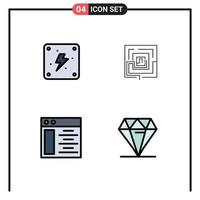 4 Thematic Vector Filledline Flat Colors and Editable Symbols of electricity web page business pertinent diamond Editable Vector Design Elements