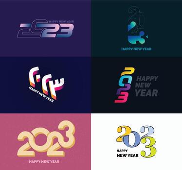 Big Set of 2023 Happy New Year logo text design 2023 number design template vector