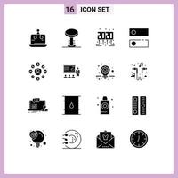 Universal Icon Symbols Group of 16 Modern Solid Glyphs of money tools stool system dns Editable Vector Design Elements