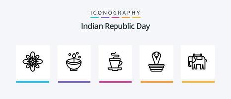 Indian Republic Day Line 5 Icon Pack Including currency. day. crackers. sign. indian. Creative Icons Design vector