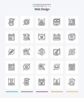 Creative Web Design 25 OutLine icon pack  Such As responsive. online. gallery. video. browser vector