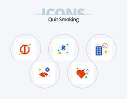 Quit Smoking Flat Icon Pack 5 Icon Design. smoking. habit. smoking. cancer. not allowed vector