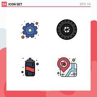 Universal Icon Symbols Group of 4 Modern Filledline Flat Colors of day summer labour wheel love Editable Vector Design Elements