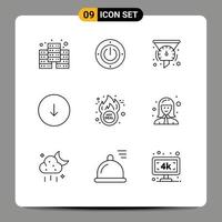 User Interface Pack of 9 Basic Outlines of deal downloads filters download arrow Editable Vector Design Elements