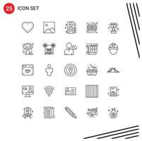 Universal Icon Symbols Group of 25 Modern Lines of win cup marketing sprint arrows Editable Vector Design Elements