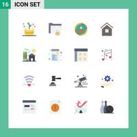 paquete de iconos de vector de stock de 16 signos y símbolos de línea para casa shack focus hut home paquete editable de elementos creativos de diseño de vectores