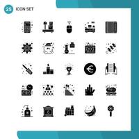 Pack of 25 creative Solid Glyphs of audio tv apple table computer Editable Vector Design Elements
