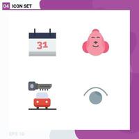 Group of 4 Modern Flat Icons Set for calendar key egg baby eye Editable Vector Design Elements