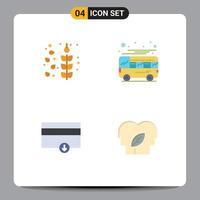 Pack of 4 creative Flat Icons of autumn money autobus local eco Editable Vector Design Elements