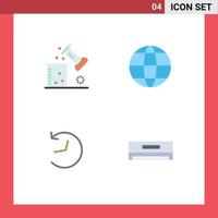 Pack of 4 Modern Flat Icons Signs and Symbols for Web Print Media such as chemical science logo science of matter globe air conditioner Editable Vector Design Elements