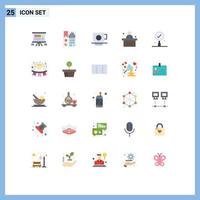 User Interface Pack of 25 Basic Flat Colors of student desk page classroom cup Editable Vector Design Elements