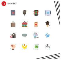 Set of 16 Commercial Flat Colors pack for shopping bag application scanner holographic Editable Pack of Creative Vector Design Elements