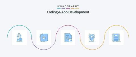 Coding And App Development Blue 5 Icon Pack Including insect. software. logo. developer. app vector