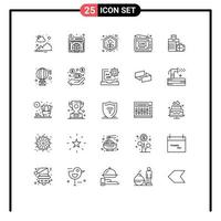 Line Pack of 25 Universal Symbols of bag video agriculture show broadcast Editable Vector Design Elements