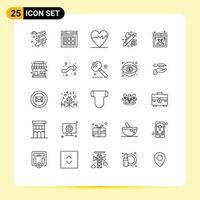 Set of 25 Commercial Lines pack for building software pulse design work thinking Editable Vector Design Elements