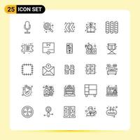 Pictogram Set of 25 Simple Lines of french money sweets funding crowd Editable Vector Design Elements