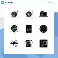 Set of 9 Modern UI Icons Symbols Signs for household waste course pollution gas Editable Vector Design Elements