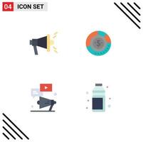 4 Universal Flat Icon Signs Symbols of marketing report diagram chart megaphone Editable Vector Design Elements