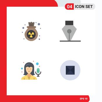 4 Universal Flat Icons Set for Web and Mobile Applications gas recording waste tool beliefs Editable Vector Design Elements