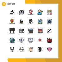 25 Thematic Vector Filled line Flat Colors and Editable Symbols of location growth knowledge location knowledge user Editable Vector Design Elements