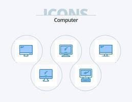 paquete de iconos azul de computadora 5 diseño de iconos. . vector