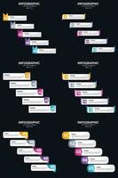 plantilla de diapositiva de presentación del paquete de infografías vectoriales 6 diagramas de ciclo de 5 pasos y líneas de tiempo vector