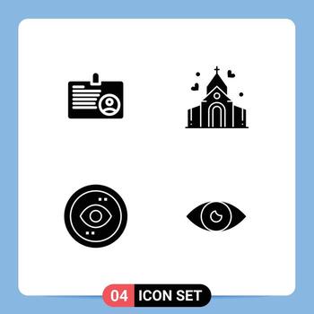 4 Solid Glyph concept for Websites Mobile and Apps user eye employee wedding ui Editable Vector Design Elements