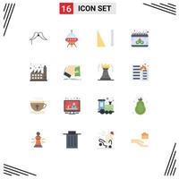 Group of 16 Flat Colors Signs and Symbols for digital mask rocket date sorting Editable Pack of Creative Vector Design Elements