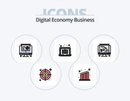 Digital Economy Business Line Filled Icon Pack 5 Icon Design. digital. setting. digital. page. codding vector